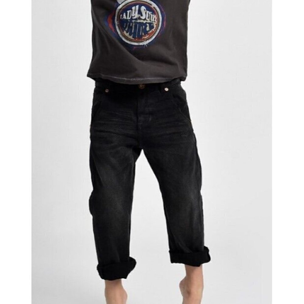 New One Teaspoon Mr Browns Jeans Boys 9-10 Black Relaxed Pants